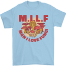 MILF Man I Love Fungi Mycology Foraging Mens T-Shirt 100% Cotton Light Blue