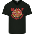 MILF Man I Love Fungi Mycology Foraging Mens V-Neck Cotton T-Shirt Black
