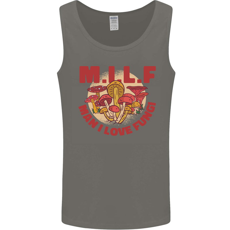 MILF Man I Love Fungi Mycology Foraging Mens Vest Tank Top Charcoal