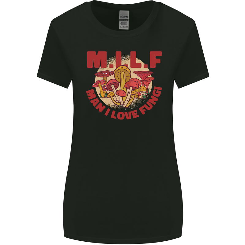 MILF Man I Love Fungi Mycology Foraging Womens Wider Cut T-Shirt Black