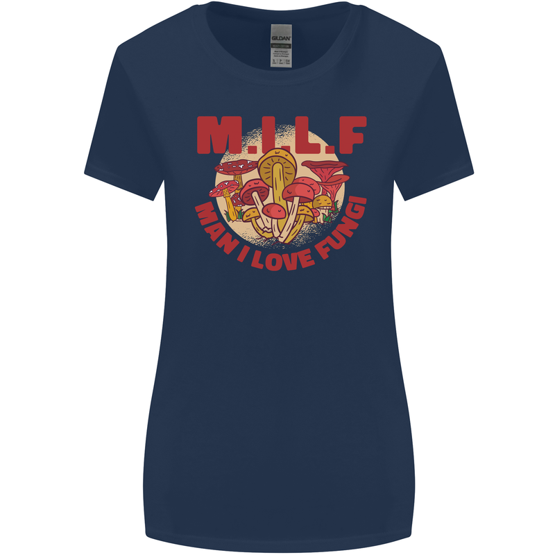 MILF Man I Love Fungi Mycology Foraging Womens Wider Cut T-Shirt Navy Blue
