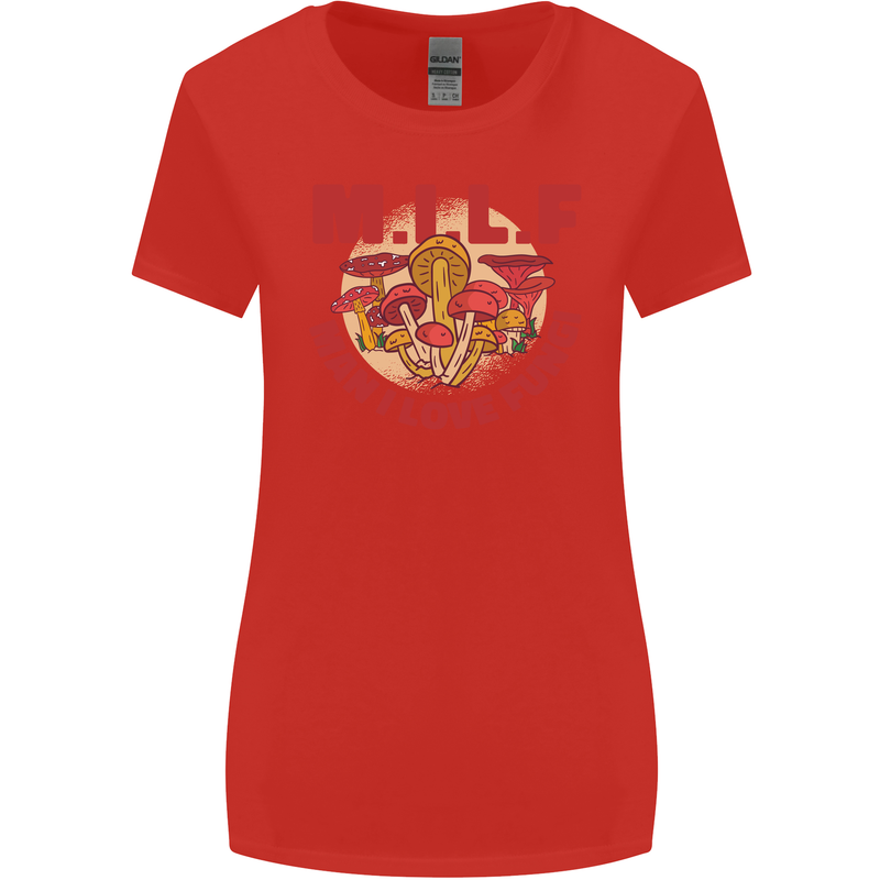 MILF Man I Love Fungi Mycology Foraging Womens Wider Cut T-Shirt Red