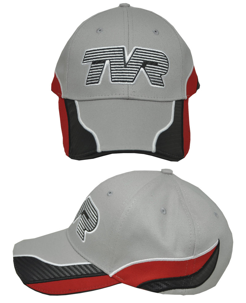 Grey Red & White Cotton TVR Logo Baseball Cap Official Merchandise Car Classic