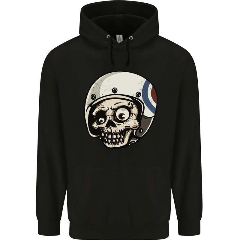 MOD Scooter Skull Motorcycle Biker Childrens Kids Hoodie Black