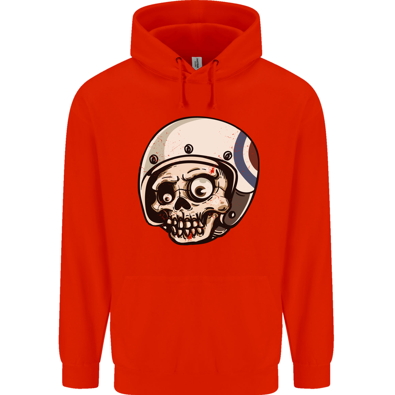 MOD Scooter Skull Motorcycle Biker Childrens Kids Hoodie Bright Red
