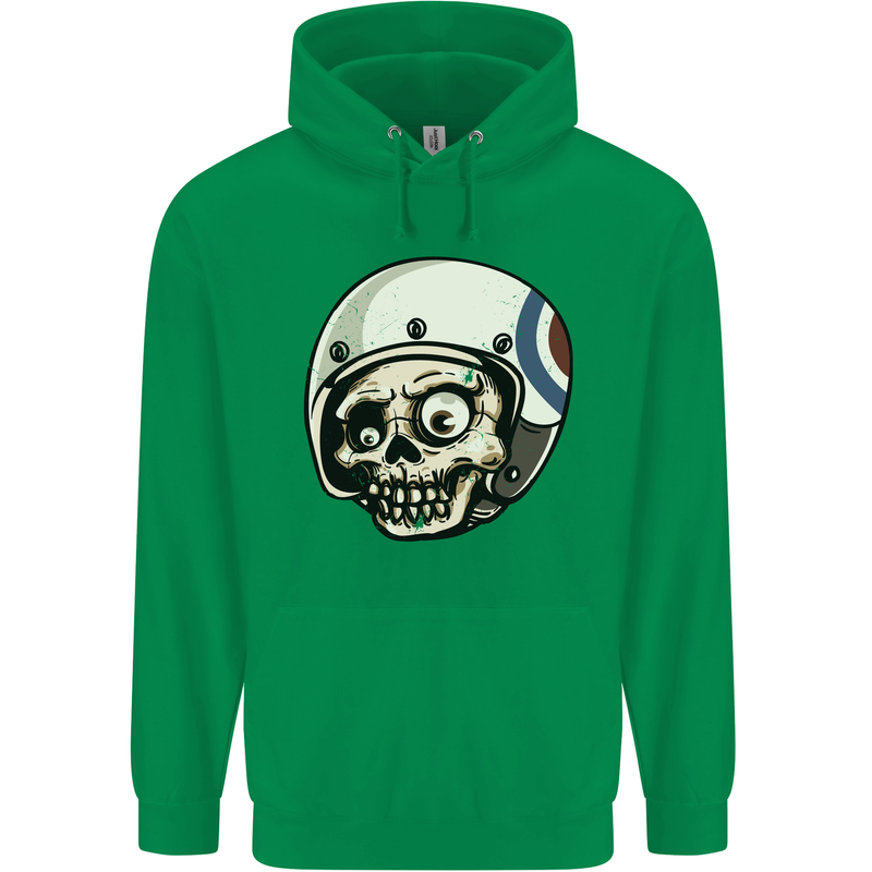 MOD Scooter Skull Motorcycle Biker Childrens Kids Hoodie Irish Green