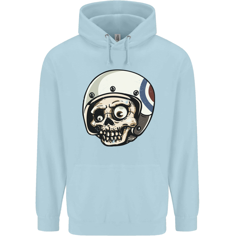 MOD Scooter Skull Motorcycle Biker Childrens Kids Hoodie Light Blue