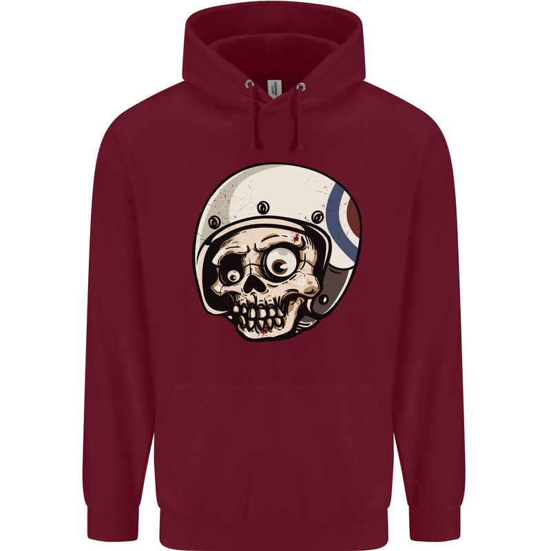 MOD Scooter Skull Motorcycle Biker Childrens Kids Hoodie Maroon