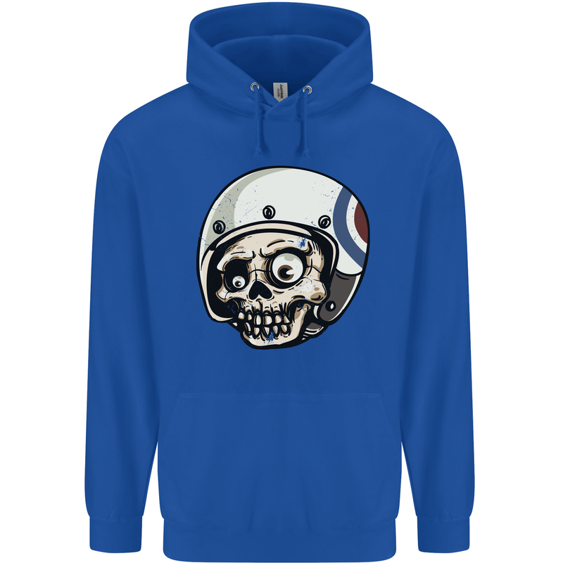 MOD Scooter Skull Motorcycle Biker Childrens Kids Hoodie Royal Blue