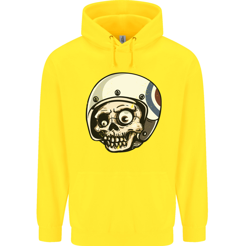 MOD Scooter Skull Motorcycle Biker Childrens Kids Hoodie Yellow