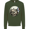 MOD Scooter Skull Motorcycle Biker Kids Sweatshirt Jumper Forest Green