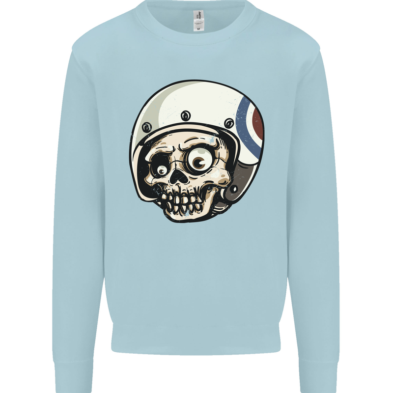 MOD Scooter Skull Motorcycle Biker Kids Sweatshirt Jumper Light Blue