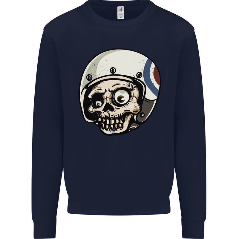 MOD Scooter Skull Motorcycle Biker Kids Sweatshirt Jumper Navy Blue