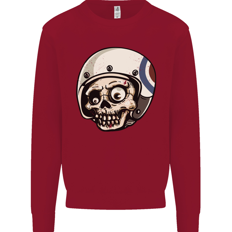 MOD Scooter Skull Motorcycle Biker Kids Sweatshirt Jumper Red