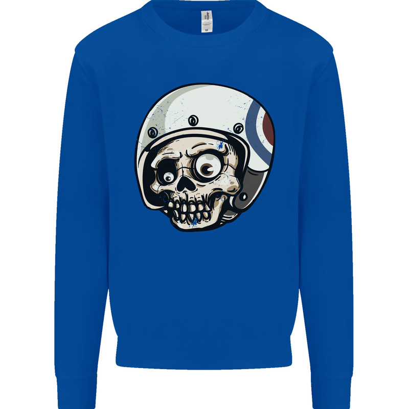 MOD Scooter Skull Motorcycle Biker Kids Sweatshirt Jumper Royal Blue