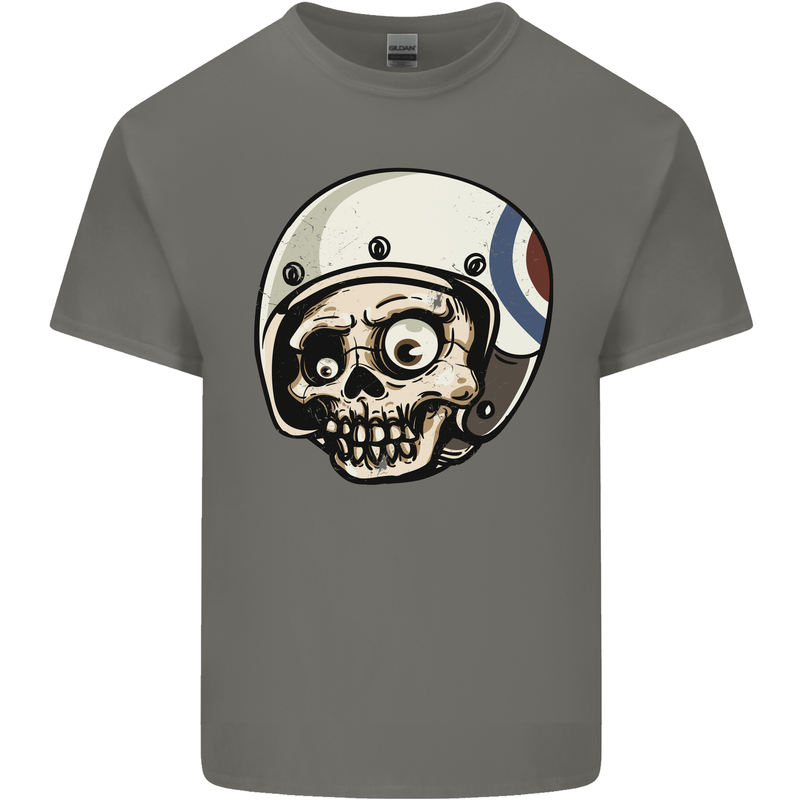 MOD Scooter Skull Motorcycle Biker Kids T-Shirt Childrens Charcoal