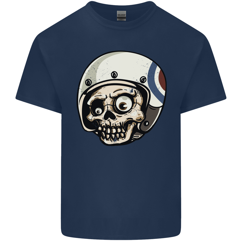 MOD Scooter Skull Motorcycle Biker Kids T-Shirt Childrens Navy Blue