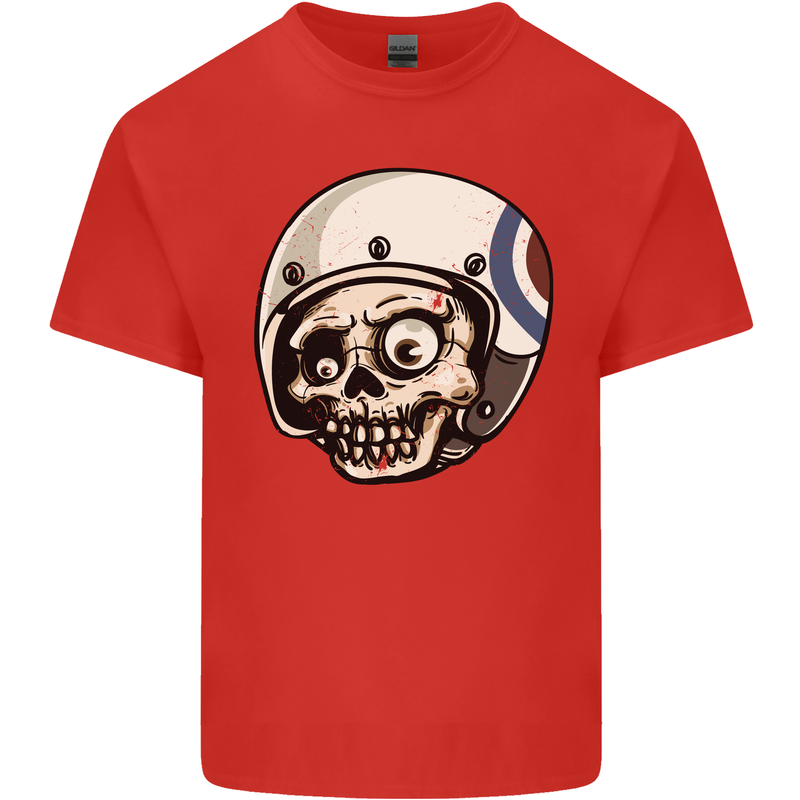 MOD Scooter Skull Motorcycle Biker Kids T-Shirt Childrens Red