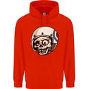 MOD Scooter Skull Motorcycle Biker Mens 80% Cotton Hoodie Bright Red