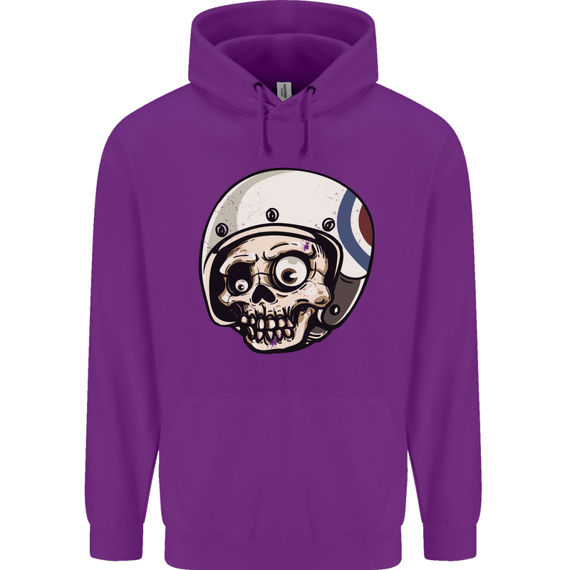 MOD Scooter Skull Motorcycle Biker Mens 80% Cotton Hoodie Purple