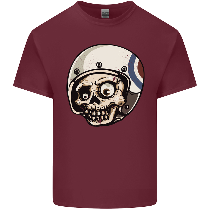 MOD Scooter Skull Motorcycle Biker Mens Cotton T-Shirt Tee Top Maroon