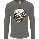 MOD Scooter Skull Motorcycle Biker Mens Long Sleeve T-Shirt Charcoal