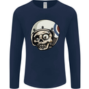 MOD Scooter Skull Motorcycle Biker Mens Long Sleeve T-Shirt Navy Blue