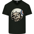 MOD Scooter Skull Motorcycle Biker Mens V-Neck Cotton T-Shirt Black
