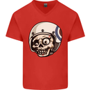 MOD Scooter Skull Motorcycle Biker Mens V-Neck Cotton T-Shirt Red