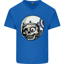 MOD Scooter Skull Motorcycle Biker Mens V-Neck Cotton T-Shirt Royal Blue