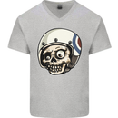 MOD Scooter Skull Motorcycle Biker Mens V-Neck Cotton T-Shirt Sports Grey