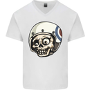 MOD Scooter Skull Motorcycle Biker Mens V-Neck Cotton T-Shirt White