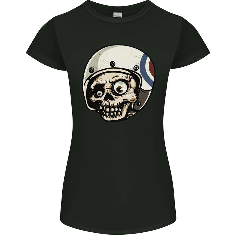 MOD Scooter Skull Motorcycle Biker Womens Petite Cut T-Shirt Black