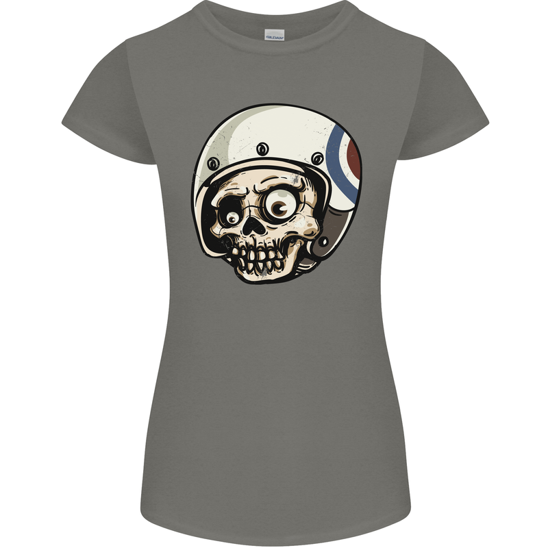 MOD Scooter Skull Motorcycle Biker Womens Petite Cut T-Shirt Charcoal
