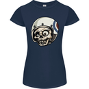 MOD Scooter Skull Motorcycle Biker Womens Petite Cut T-Shirt Navy Blue