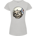 MOD Scooter Skull Motorcycle Biker Womens Petite Cut T-Shirt Sports Grey