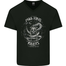 Mad King Riders Motorcycle Biker Motorbike Mens V-Neck Cotton T-Shirt Black