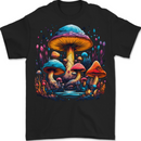 Magic Mushroom Landscape Trippy Mens T-Shirt 100% Cotton BLACK