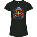 Magic Mushroom Landscape Trippy Womens Petite Cut T-Shirt Black