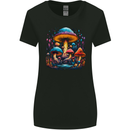 Magic Mushroom Landscape Trippy Womens Wider Cut T-Shirt Black