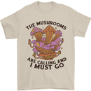 Magic Mushrooms Are Calling Foraging Mycology LSD Mens T-Shirt 100% Cotton Sand