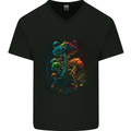 Magic Mushrooms Psychedelic Trippy LSD Mens V-Neck Cotton T-Shirt Black
