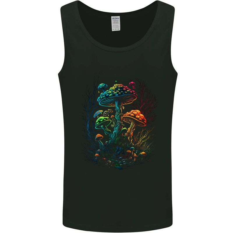 Magic Mushrooms Psychedelic Trippy LSD Mens Vest Tank Top Black