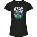 Magic Mushrooms Stay Trippy Little Hippy LSD Womens Petite Cut T-Shirt Black