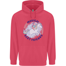 Magical Friends a Girl Riding a Unicorn Childrens Kids Hoodie Heliconia