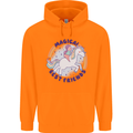 Magical Friends a Girl Riding a Unicorn Childrens Kids Hoodie Orange