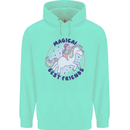 Magical Friends a Girl Riding a Unicorn Childrens Kids Hoodie Peppermint