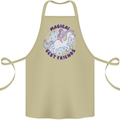 Magical Friends a Girl Riding a Unicorn Cotton Apron 100% Organic Khaki