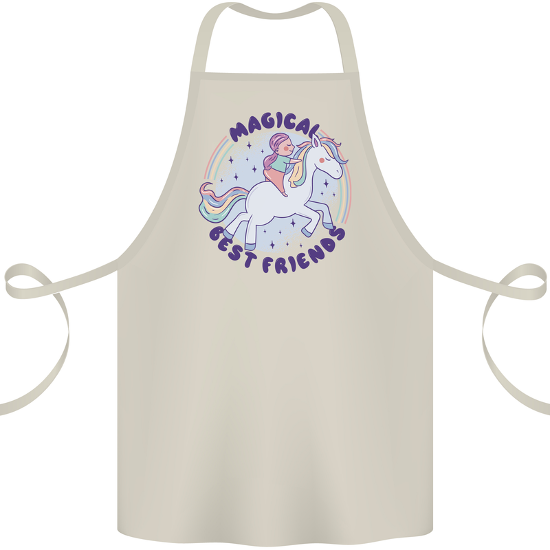 Magical Friends a Girl Riding a Unicorn Cotton Apron 100% Organic Natural