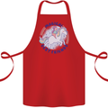 Magical Friends a Girl Riding a Unicorn Cotton Apron 100% Organic Red